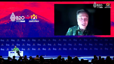 Listrik Rumahnya Mati, Elon Musk Hadir Virtual B20 Summit di Tengah Kegelapan. Netizen : Mas Elon Lupa Isi Token